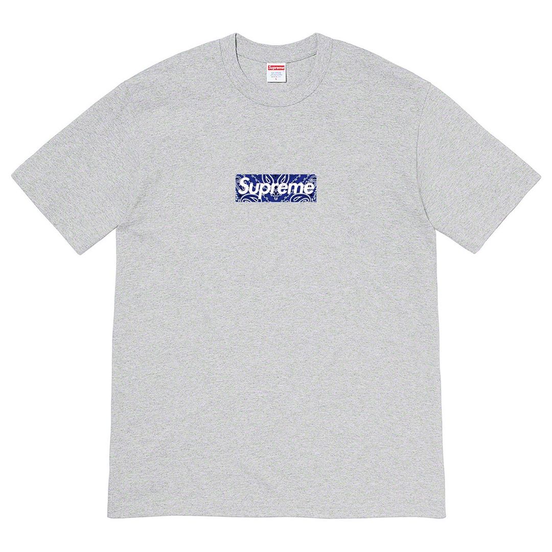 Supreme Bandana Box Logo Tee Heather Grey - EdenClothingCo