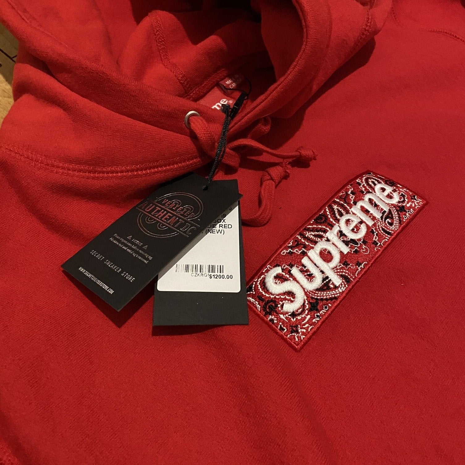 Bandana Box Logo Hooded Sweatshirt L Red